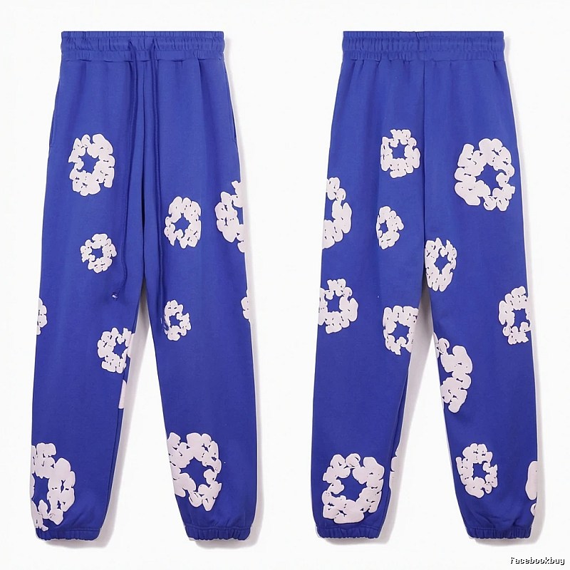 Printed casual blue pants with DENIM TEARS
