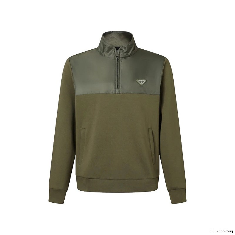 Quarter Zip Sweatshirt by Prada with Olive Quarter Zip Sweatshirt with