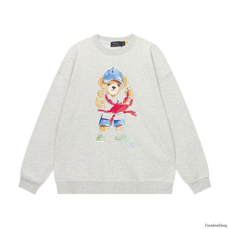 Ralph Lauren cartoon bear light gray sweatshirt