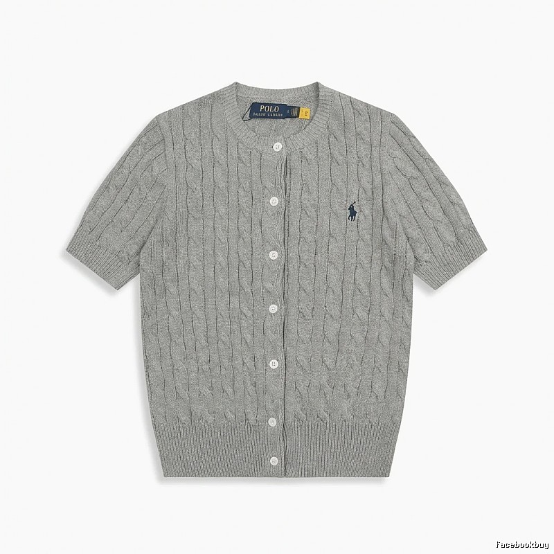 Ralph Lauren knitted retro-style grey cardigan