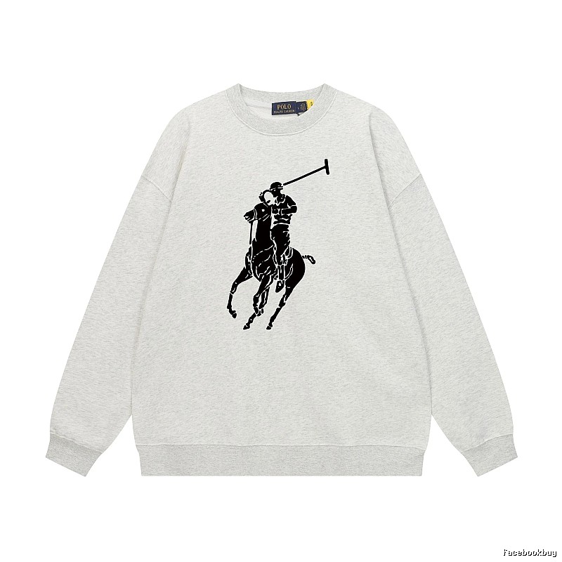 Ralph Lauren Polo Retro - style Light Gray Sweatshirt
