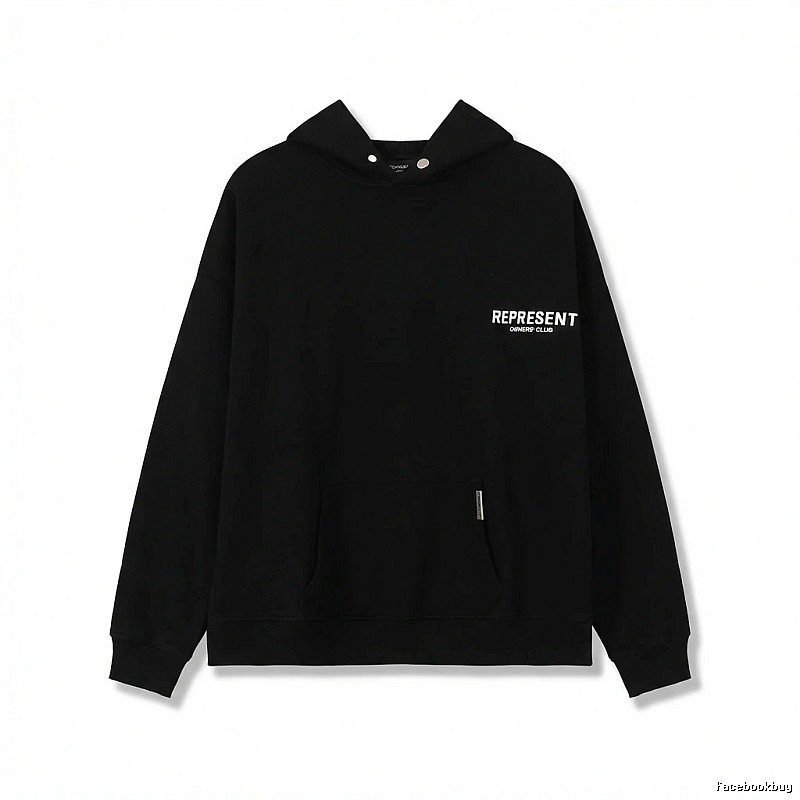 REPRESENT Minimalist Style Black Hoodie
