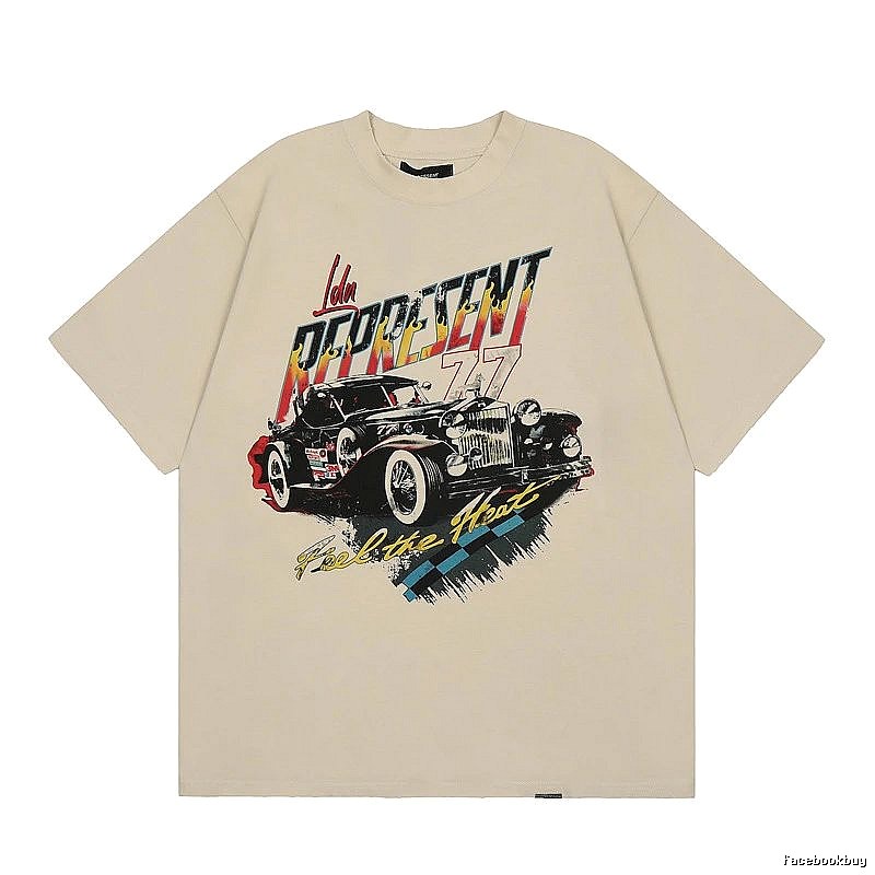 Represent Vintage Classic Car Printed Beige Short-sleeve T-shirt