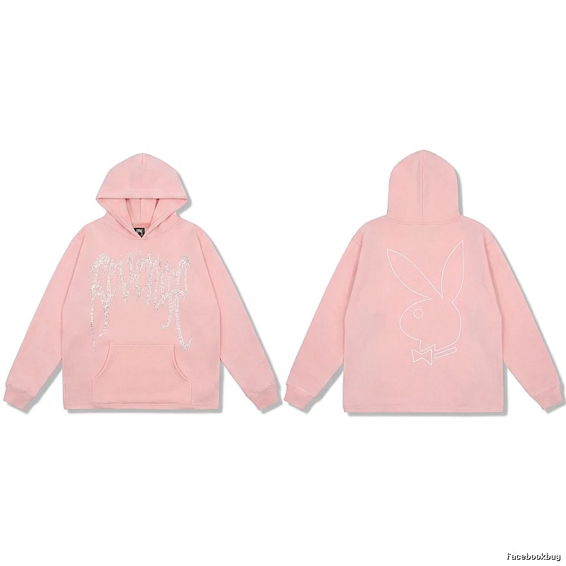 Revenge rabbit print pink hoodie