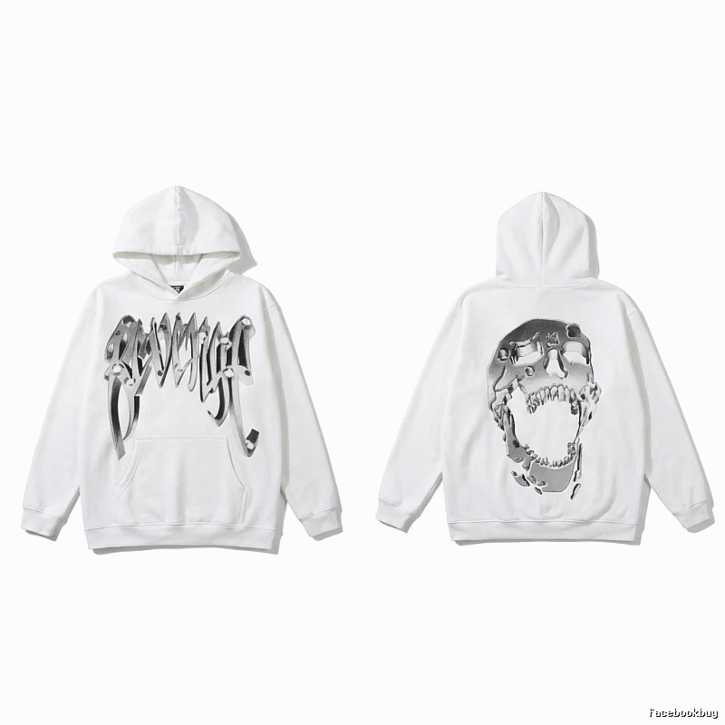 Revenge Skull Trendy Cool White Hoodie
