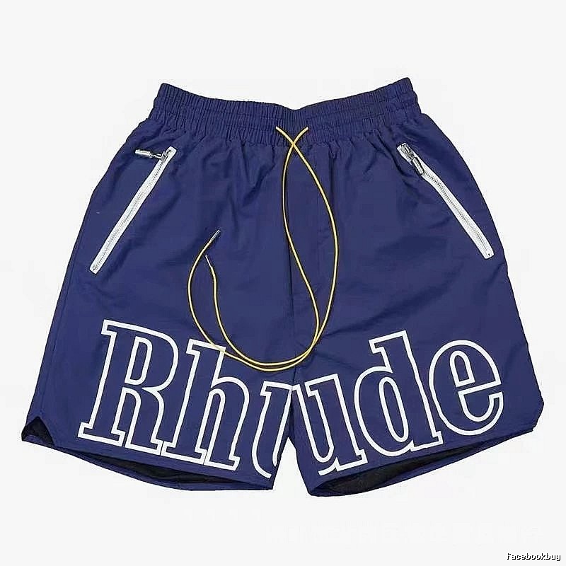 RHUDE letter-style dark blue shorts