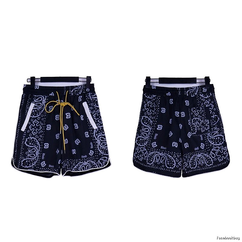 RHUDE retro-style black shorts