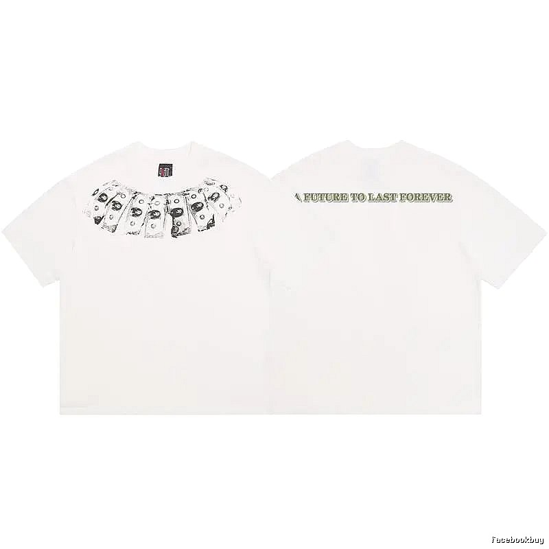 SAINT Dollar Bill Print Street Style White T-Shirt