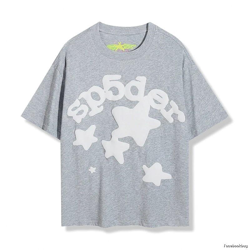 Sp5der Gray T-shirt with Star Print