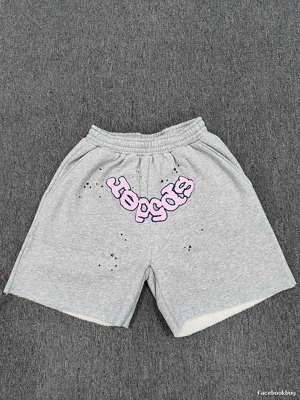 Sp5der Printed Street Style Grey Shorts