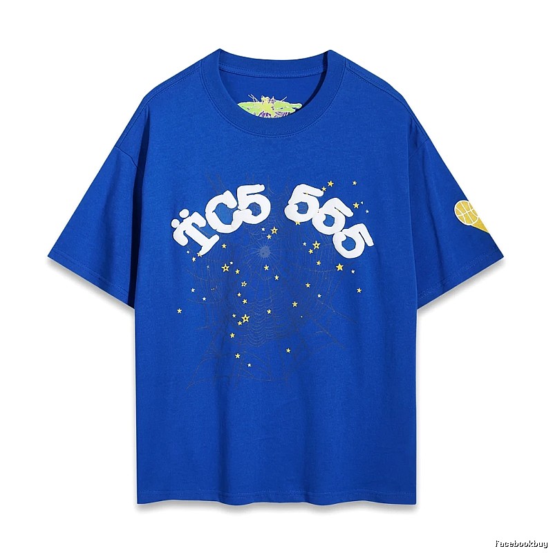Sp5der Star Print Blue T-shirt