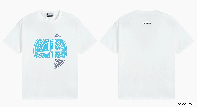 Stone Island Compass Print Cool Trendy Style White T-Shirt