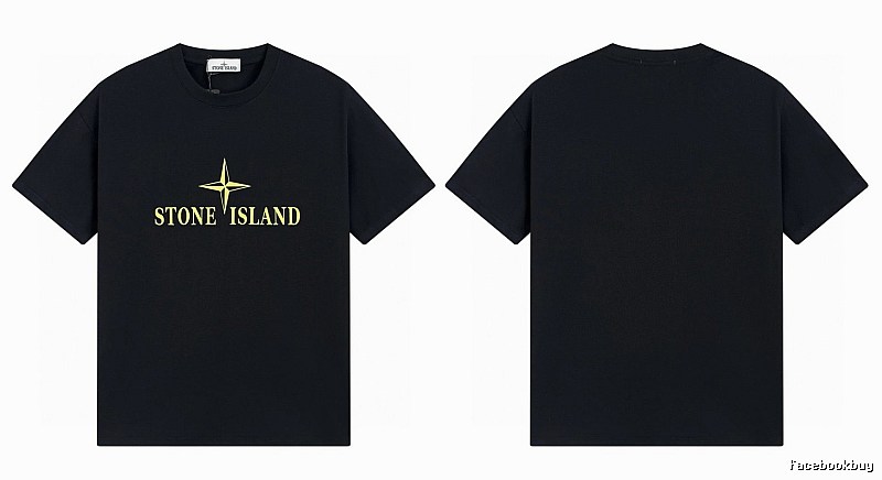 Stone Island Compass Print Street Style Black T-Shirt
