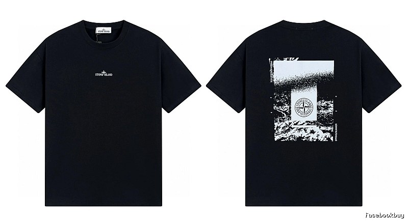 Stone Island Printed Functional Style Black Short Sleeve T-Shirt