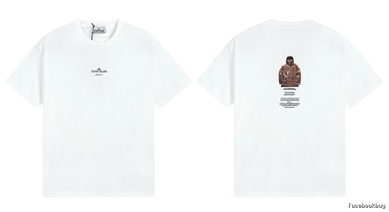 Stone Island Printed Functional Style White Short Sleeve T-shirt