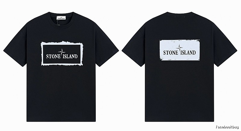 Stone Island Printed Street Style Black T-Shirt