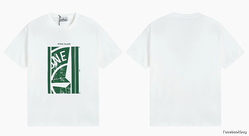 Stone Island Printed Street Style White Short Sleeve T-Shirt