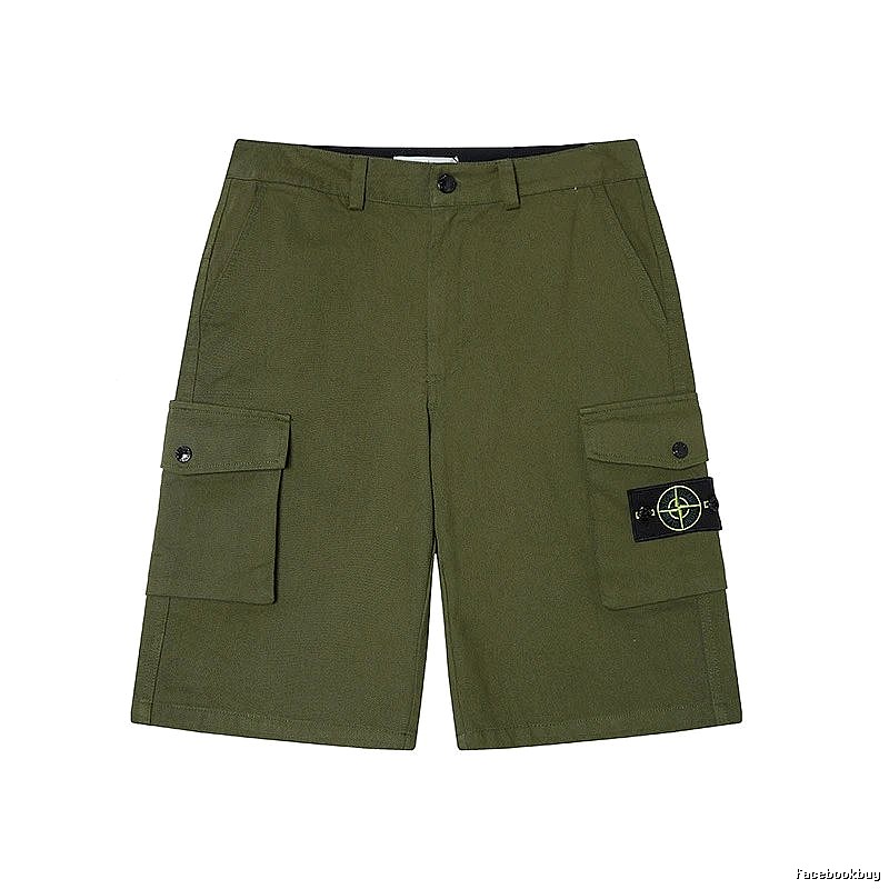 Stone Island Techwear Style Army Green Cargo Shorts