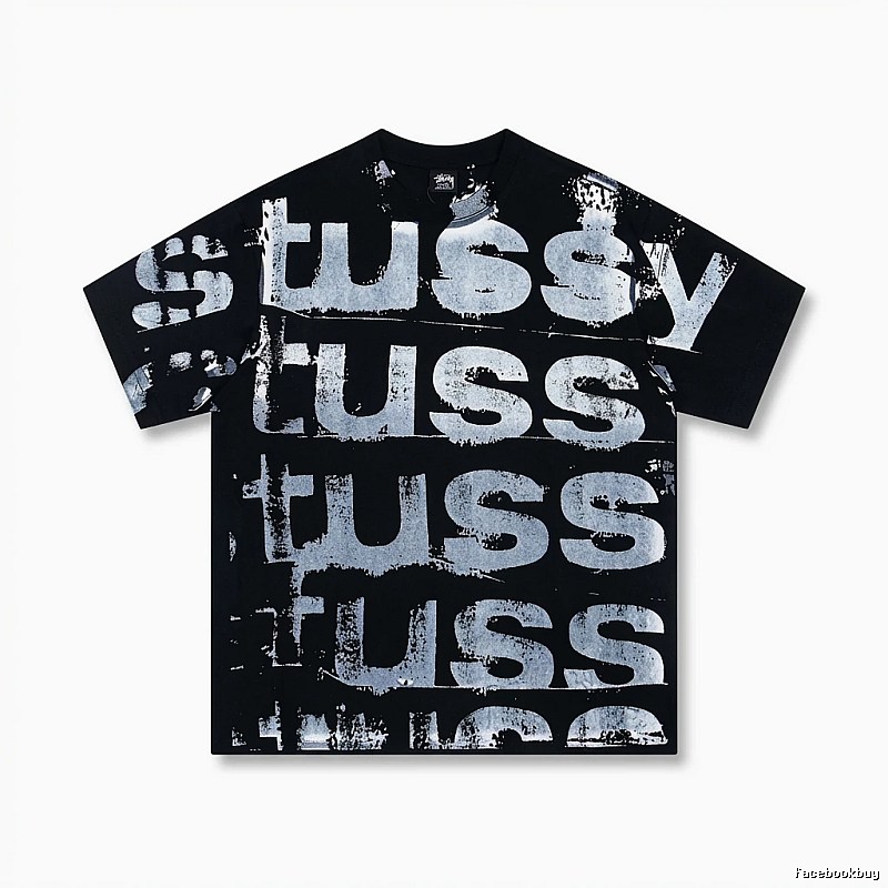 Stussy graffiti-style black T-shirt with letters