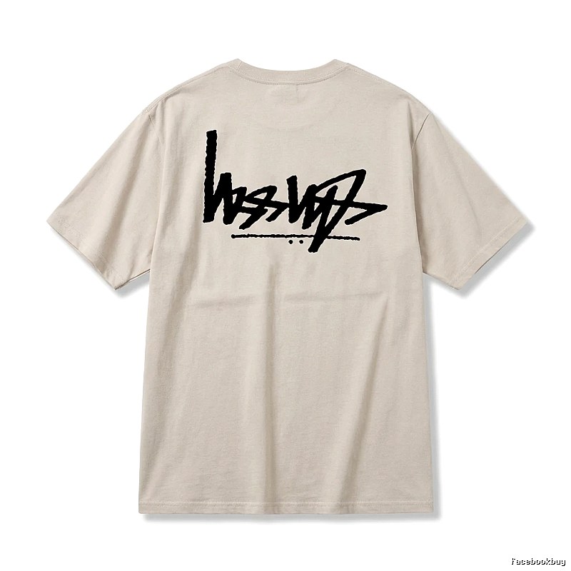 Stussy graffiti-style light gray T-shirt
