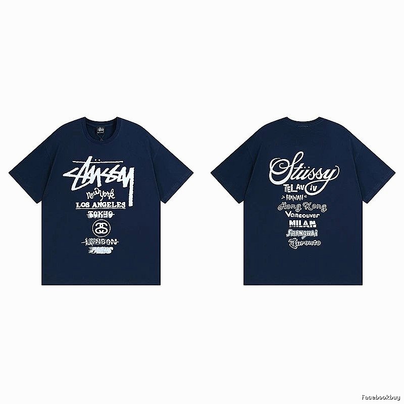 Stussy Simple Logo Finish Spider Graphic T-Shirt Minimal Look