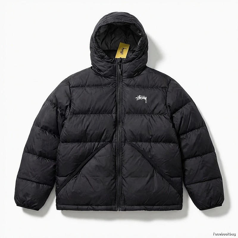 Stussy trendy and cool black down jacket