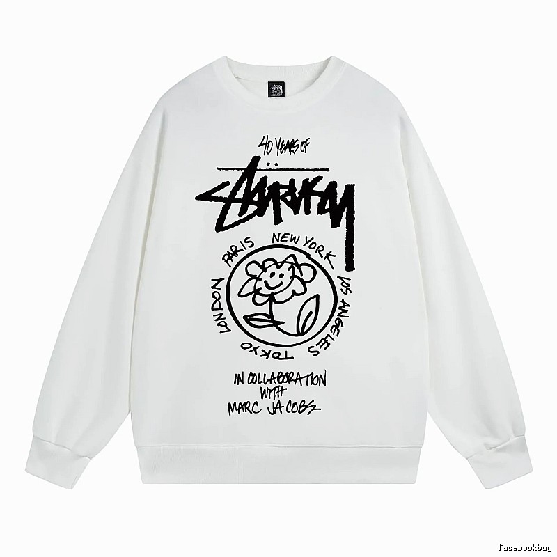 Stussy White Style 539 Graphic SweatShirt Airport Outfit