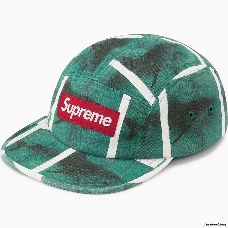 Supreme camouflage style green hat.
