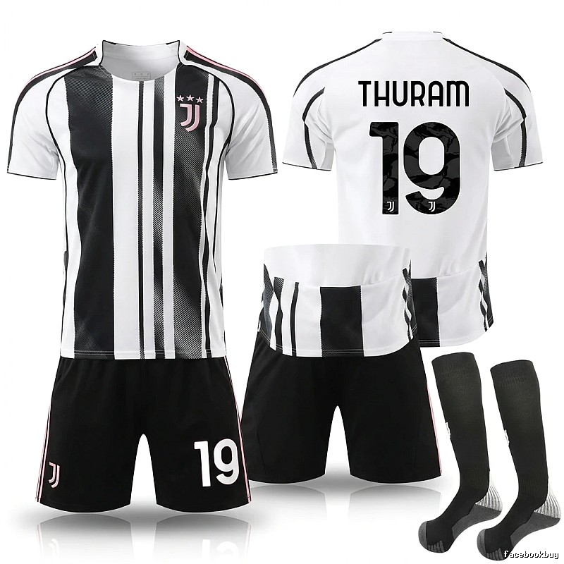 The black and white striped football jersey of Juventus.