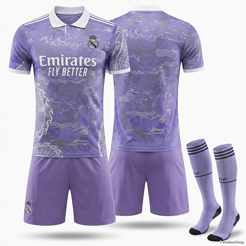 The dragon-patterned purple jersey of Real Madrid.