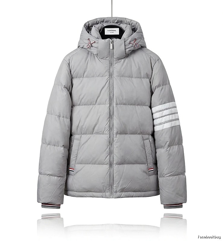 Thom Browne Classic Stripe Grey Down Jacket