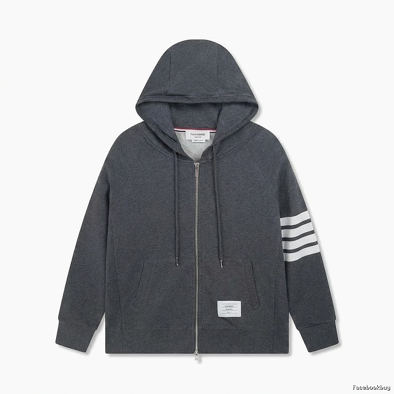 Thom Browne striped style dark gray sweatshirt