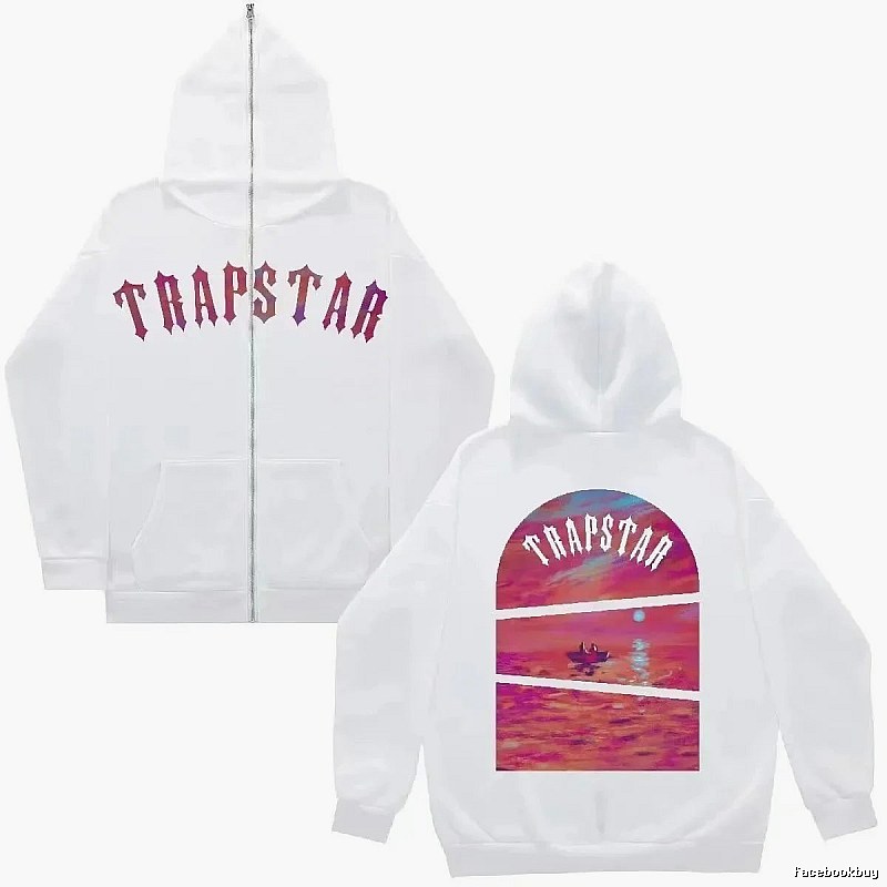 Trapstar Travel Graphic zip hoodie Black Zip Pink with Modern Look