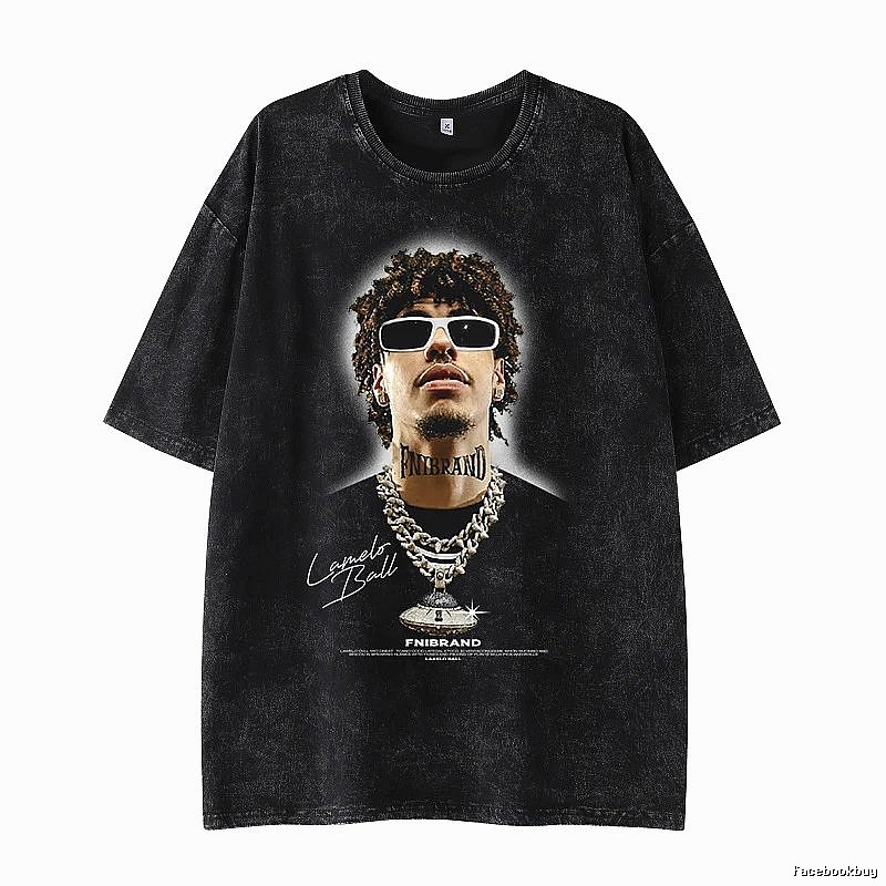 Tupac Daily Portrait graphic T-shirt Black Tupac Collage for City Outfits