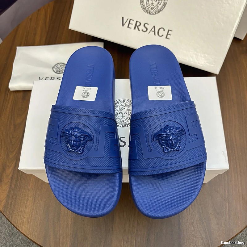 Versace Medusa Light Luxury Trendy Brand Blue Slides